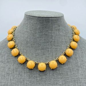 J Crew Pale Peach Orange Gumball Cabochon Gold Tone Necklace Preppy Signed